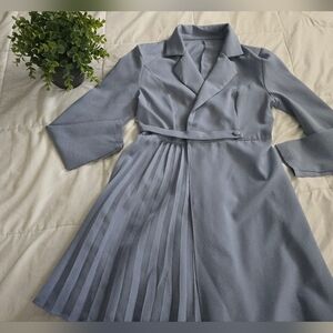 Elegant Blue Wrap Dress Size M
